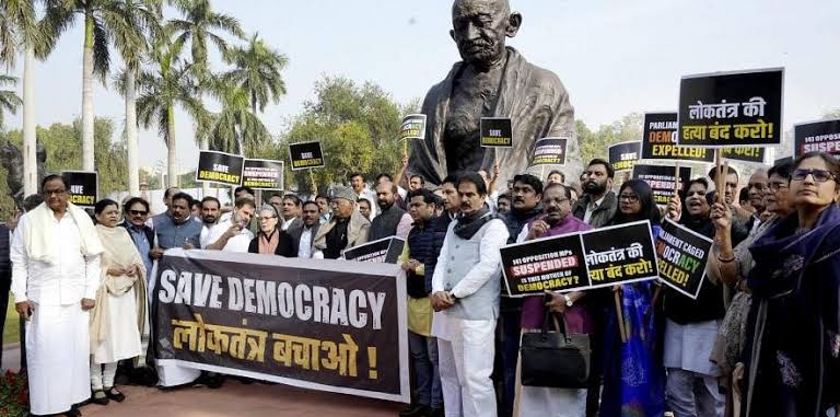 গনতন্ত্রের কন্ঠরোধ !কাল সিপিএম সাংসদ সহ মোট ১৪৩ বিরোধী সাসপেন্ড