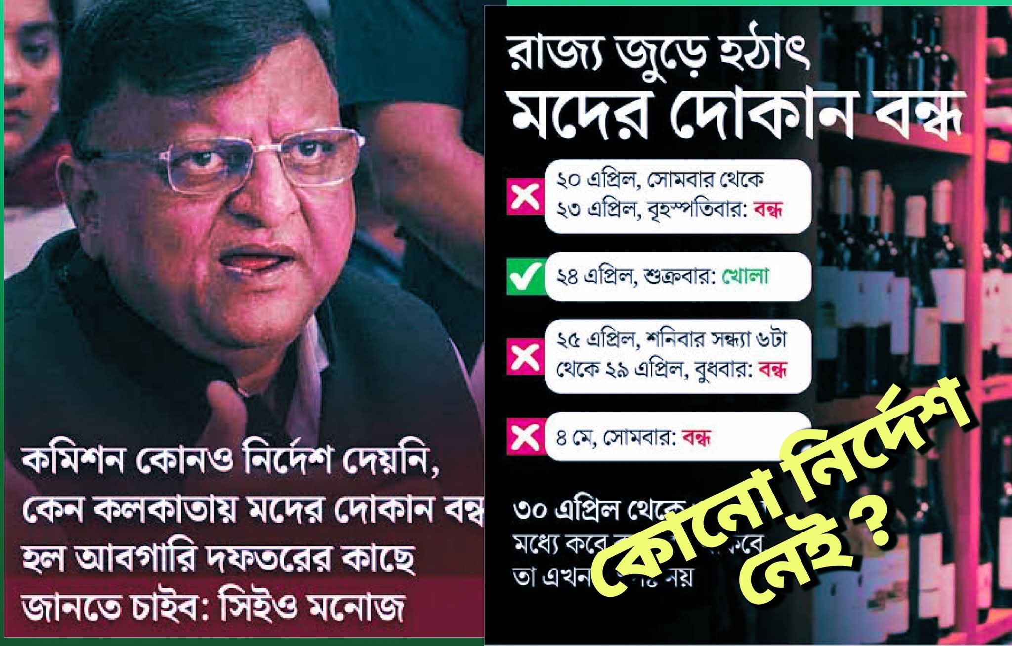 প্রথম দফায় কলকাতায় মদের দোকান বন্ধ রাখতে কেউ বলেনি, বললেন মনোজ কুমার