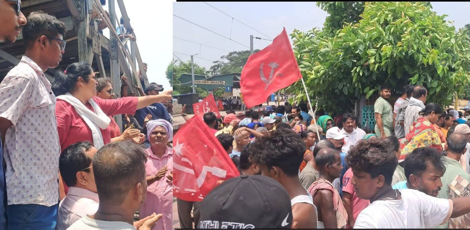 জগদ্দল স্টেশনে নোটিশহীন হকার উচ্ছেদের চেষ্টার প্রবল প্রতিরোধ সিটুর নেতৃত্বে হকাররা