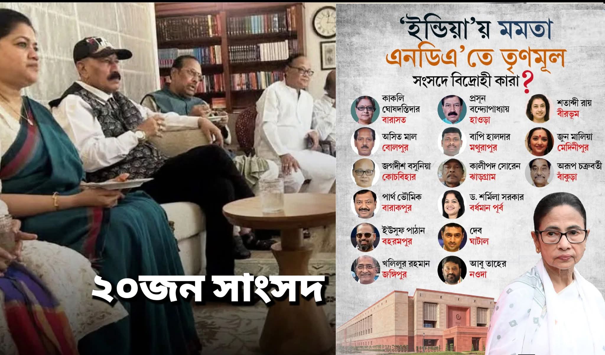 তৃণমূল ভেঙে গেল, ২০জন সাংসদ মমতাকে ছেড়ে  বিজেপির শরিক হলেন